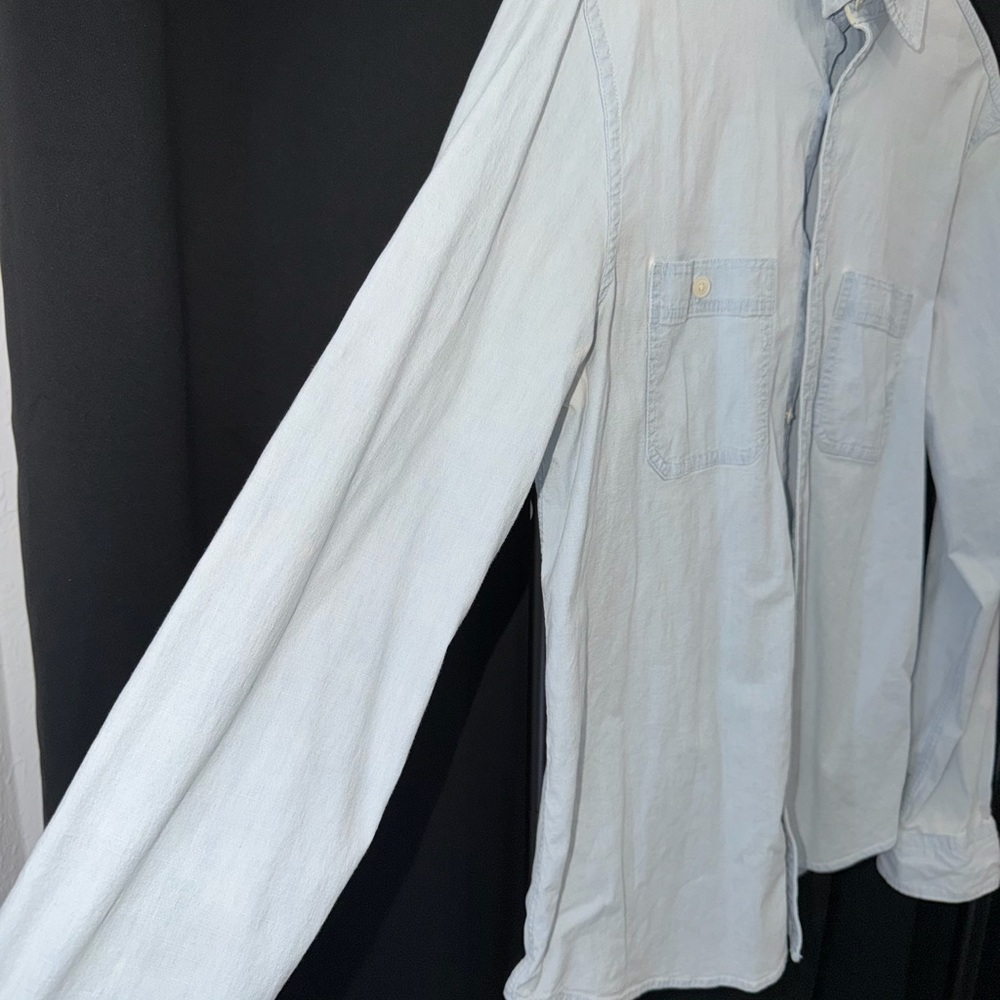 Express Men's Casual Light Blue Button Down Shirt - Picture 3 of 5